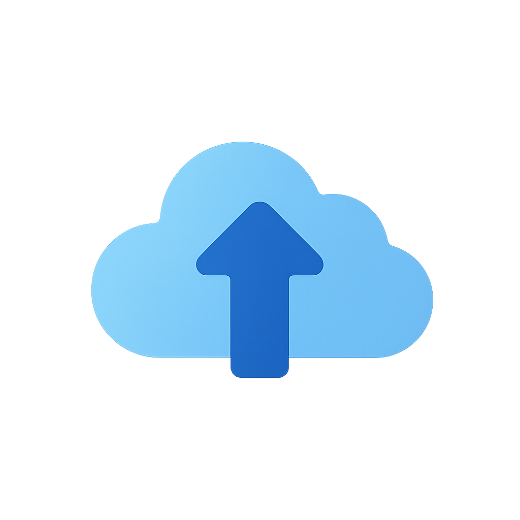 Cloud upload arrow into folder icon
